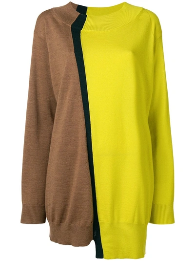 Shop Antonio Marras Two-tone Asymmetric Sweater In Neutrals