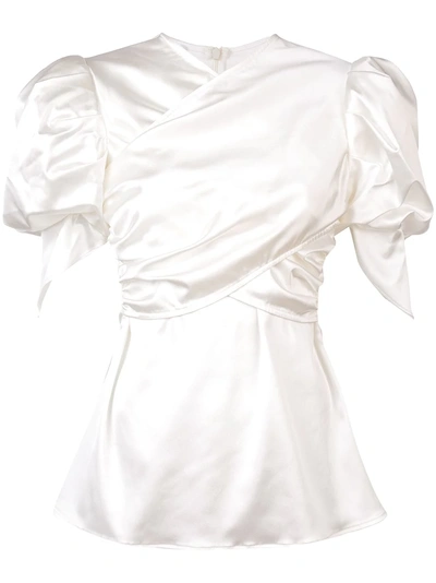 Shop Beaufille Fitted Ruffled Blouse - White