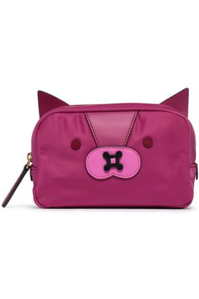 Shop Anya Hindmarch Woman Appliquéd Shell Cosmetics Case Magenta