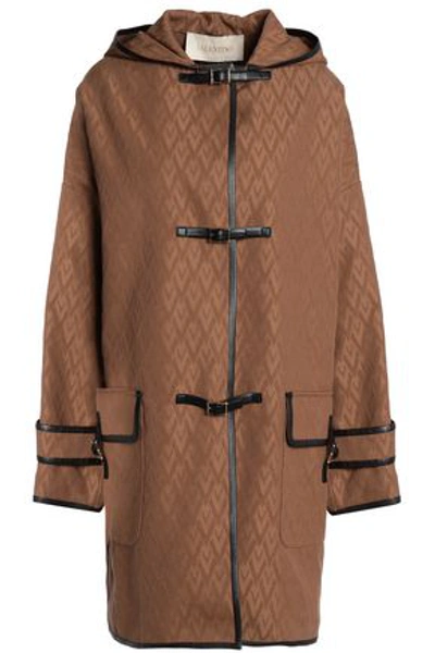Shop Valentino Woman Cotton-blend Jacquard Coat Light Brown