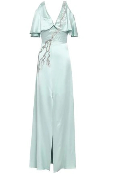 Shop Temperley London Woman Embellished Satin Gown Mint