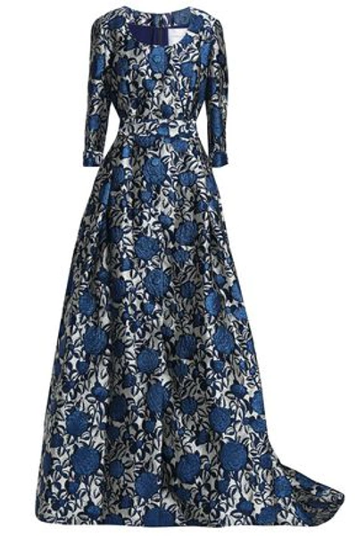 Shop Carolina Herrera Woman Brocade Gown Blue