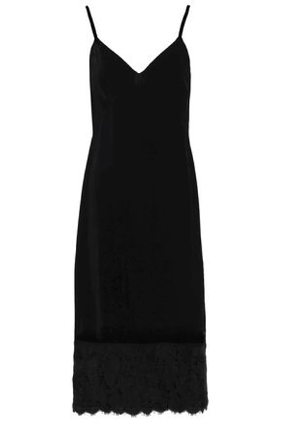 Shop Agnona Woman Lace-trimmed Velvet Slip Dress Black