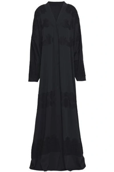 Shop Dolce & Gabbana Woman Lace-trimmed Silk-blend Kimono Black