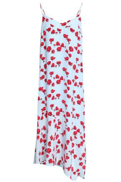 Shop Equipment Cool Breeze Floral-print Silk Crepe De Chine Midi Dress In Sky Blue