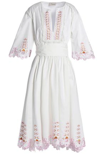 Shop Temperley London Amour Broderie Anglaise Cotton-poplin Dress In White