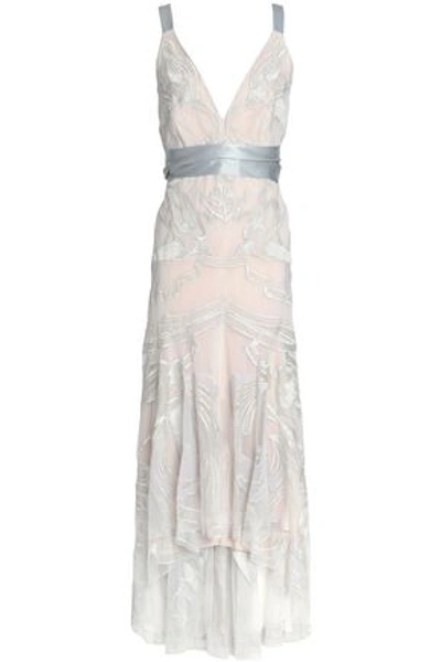 Shop Temperley London Woman Embroidered Tulle Midi Dress Pastel Pink