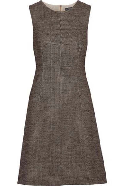 Shop Dolce & Gabbana Woman Houndstooth Wool And Cotton-blend Dress Mushroom