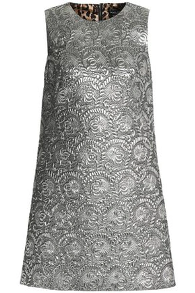 Shop Dolce & Gabbana Woman Metallic Brocade Mini Dress Silver