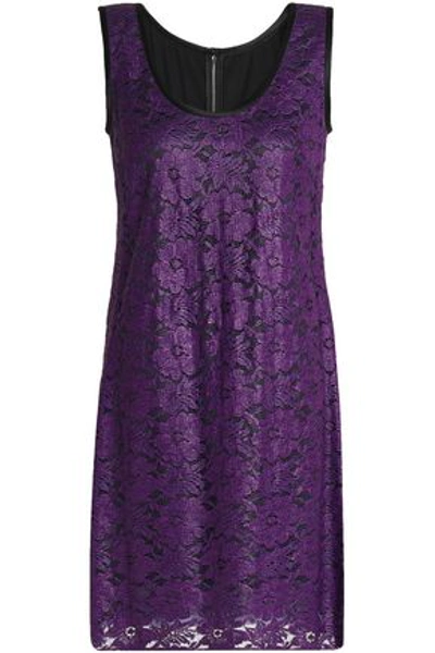 Shop Dolce & Gabbana Woman Lace Mini Dress Violet
