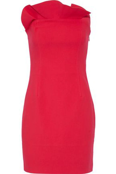 Shop Cinq À Sept Woman Marcy Strapless Ruffle-trimmed Cady Mini Dress Fuchsia