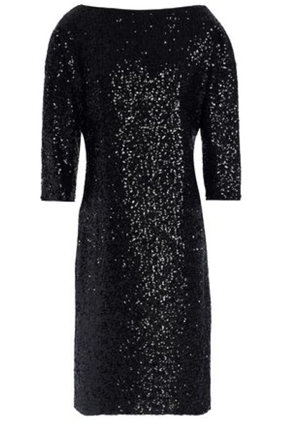 Shop Milly Kimberly Sequined Mini Dress In Black