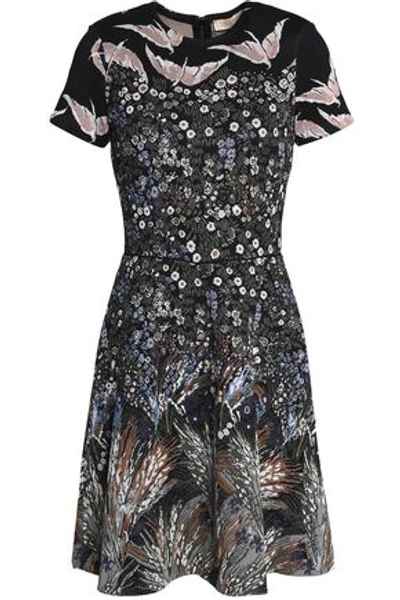 Shop Valentino Woman Jacquard-knit Mini Dress Black