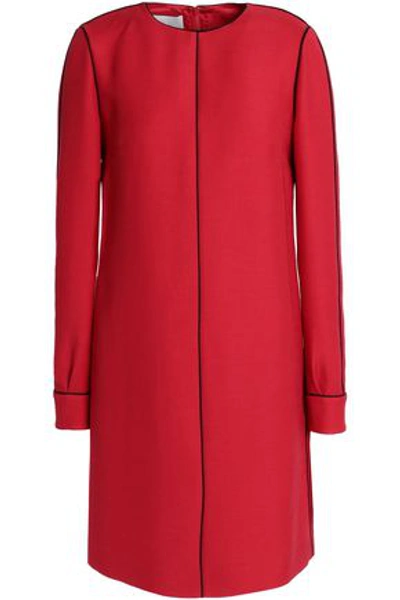 Shop Valentino Woman Wool And Silk-blend Mini Dress Red