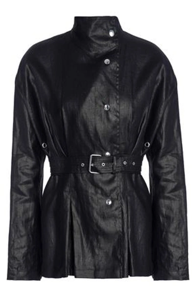 Shop Isabel Marant Woman Belted Linen Jacket Black