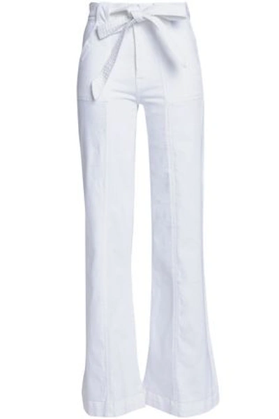 Shop 7 For All Mankind Woman High-rise Wide-leg Jeans White