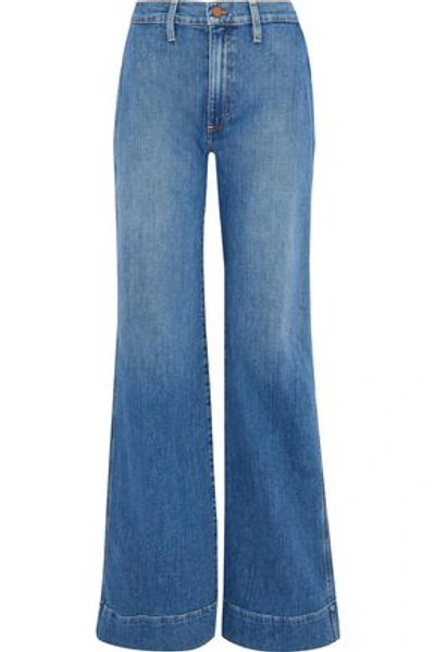 Shop Alice And Olivia Alice + Olivia Woman Gorgeous Embroidered High-rise Wide-leg Jeans Mid Denim