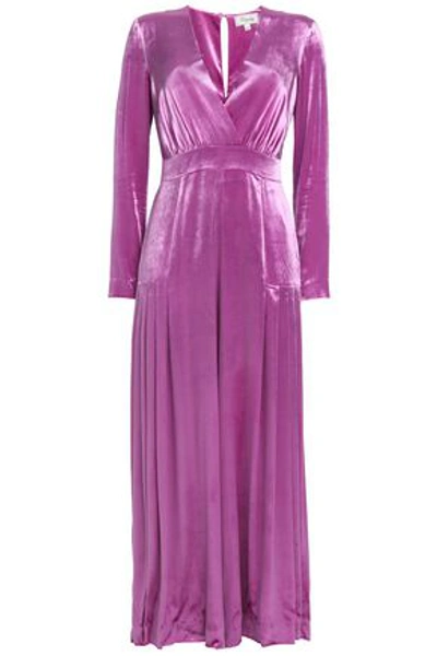 Shop Temperley London Woman Flared Velvet Jumpsuit Violet