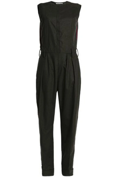 Shop Agnona Woman Mélange Wool-blend Jumpsuit Leaf Green