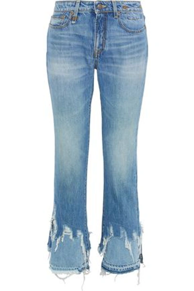 Shop R13 Distressed Mid-rise Straight-leg Jeans In Blue