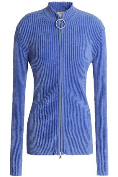 Shop Emilio Pucci Woman Ribbed-knit Cardigan Light Blue