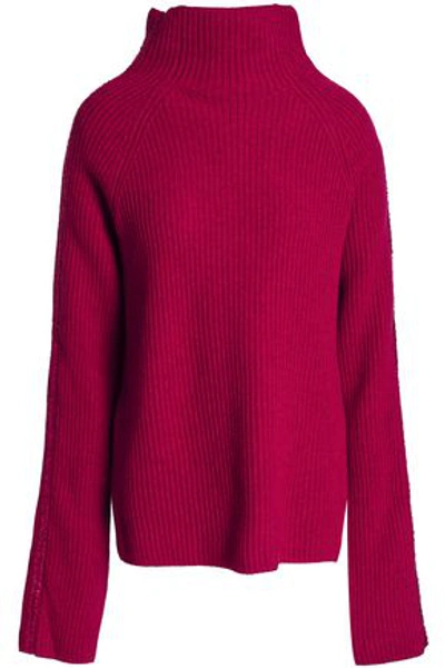 Shop Haider Ackermann Woman Ribbed Wool And Cashmere-blend Turtleneck Sweater Claret