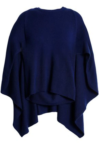 Shop Valentino Cape-effect Cashmere Sweater In Indigo