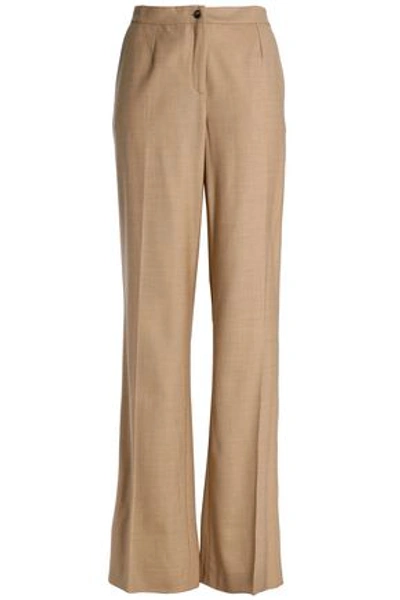 Shop Carolina Herrera Wool-blend Twill Wide-leg Pants In Sand