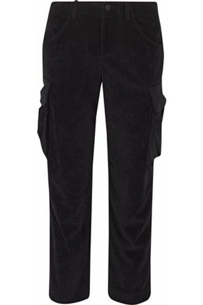 Shop Alice And Olivia Johnsie Cropped Corduroy Straight-leg Pants In Black