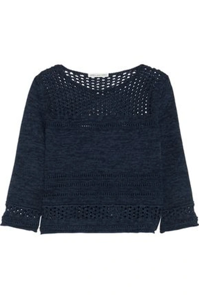 Shop Autumn Cashmere Cotton By  Woman Open-knit Cotton Sweater Navy