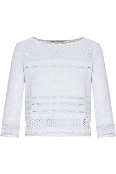 Shop Autumn Cashmere Woman Open-knit Cotton Sweater Light Gray