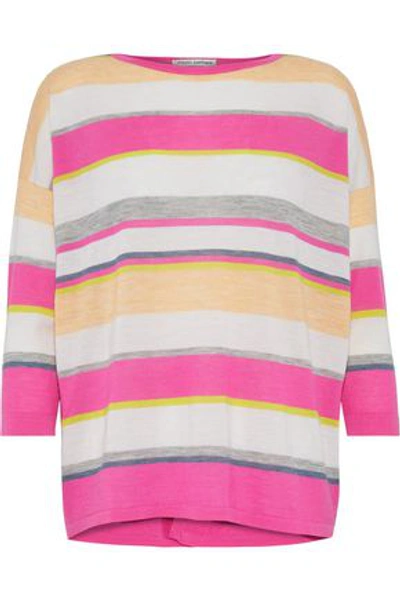 Shop Autumn Cashmere Woman Split-back Striped Cashmere Top Pink