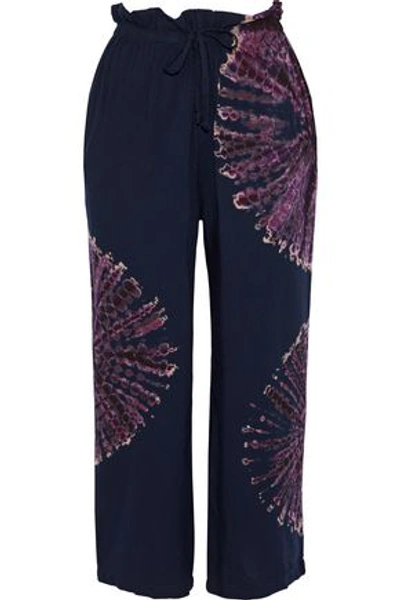 Shop Kain Woman Bristol Tie-dyed Voile Wide-leg Pants Midnight Blue