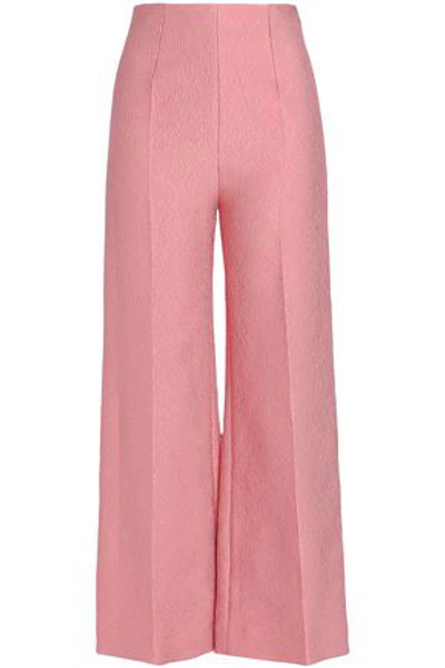 Shop Emilia Wickstead Woman Cloqué Wide-leg Pants Pink