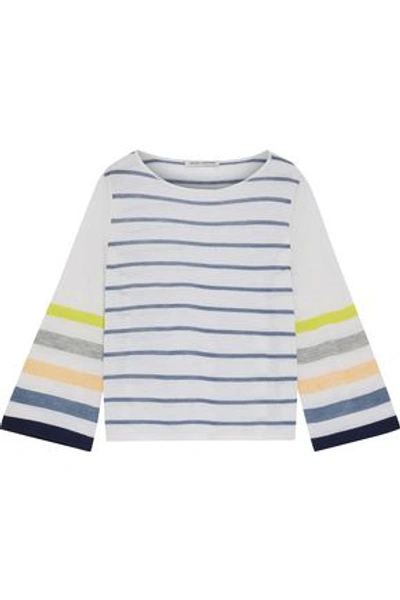 Shop Autumn Cashmere Woman Striped Cashmere Top Ecru