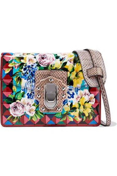 Shop Dolce & Gabbana Woman Printed Leather Shoulder Bag Multicolor