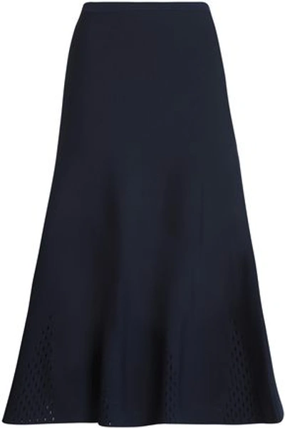 Shop Sandro Woman Shane Stretch-knit Midi Skirt Navy