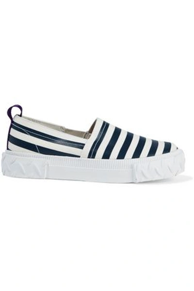 Shop Eytys Woman Viper Striped Canvas Slip-on Sneakers White