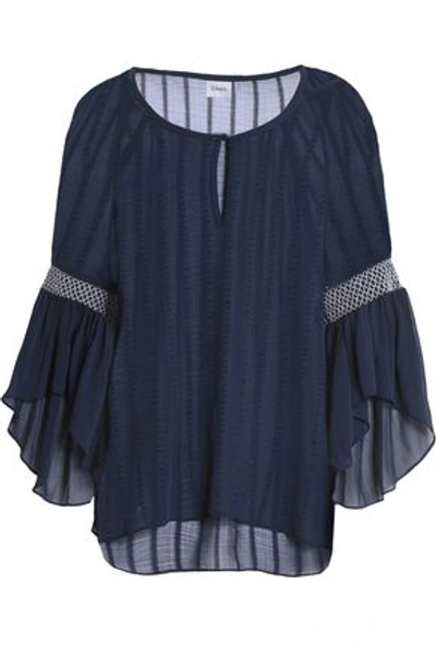 Shop Charli Woman Everley Smocked Burnout Georgette Blouse Navy