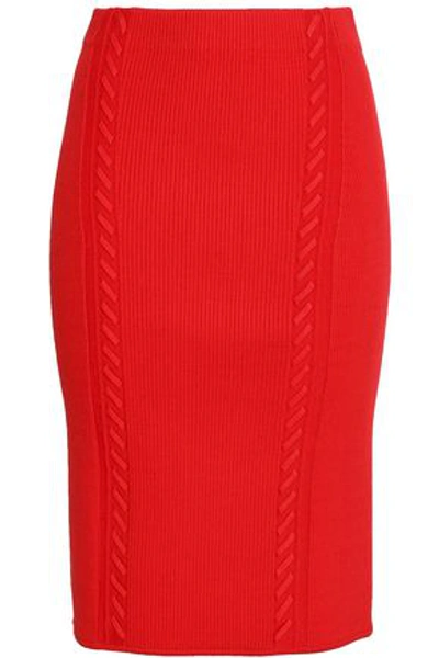 Shop Rag & Bone Brandy Ribbed-knit Pencil Skirt In Red