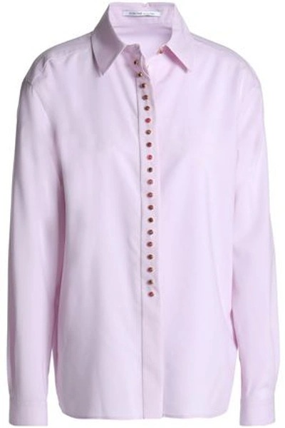 Shop Agnona Woman Button-embellished Wool Shirt Lilac