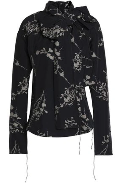 Shop Marc Jacobs Woman Floral-print Woven Top Black