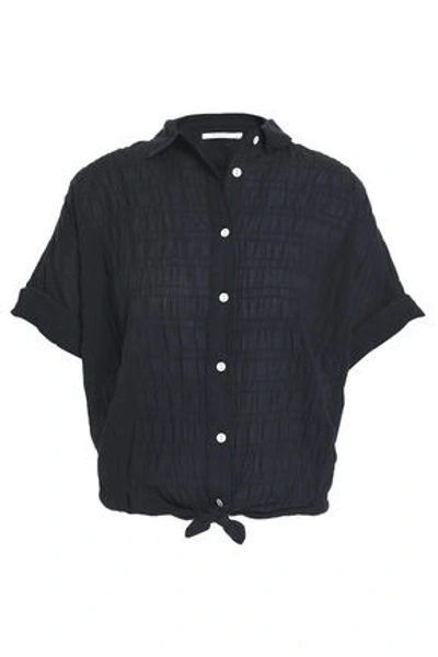 Shop Rag & Bone Woman Crinkled Stretch-cotton Shirt Black