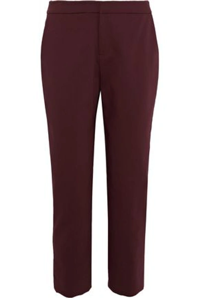 Shop Raoul Woman Stretch-crepe Straight-leg Pants Burgundy