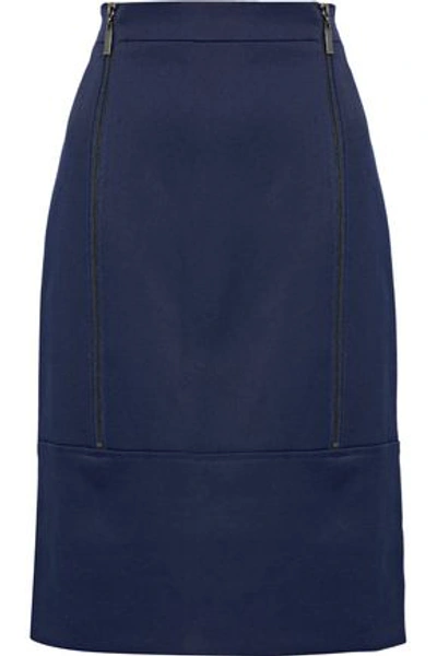 Shop Raoul Woman Zip-detailed Wool Pencil Skirt Navy