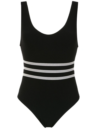 Shop Amir Slama Swimsuit With Stripe Details In Black