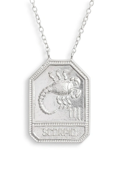 Shop Jennifer Zeuner Jewelry Kiana Zodiac Pendant Necklace In Scorpio-silver