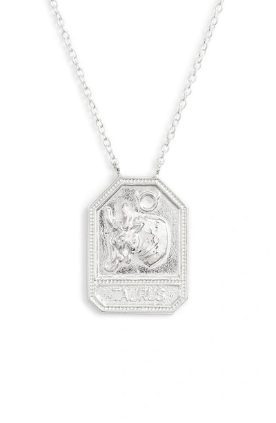 Shop Jennifer Zeuner Jewelry Kiana Zodiac Pendant Necklace In Taurus-silver