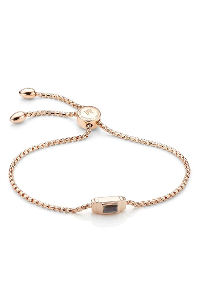 Shop Monica Vinader Baja Deco Stone Bracelet In Rose Gold/ Labradorite