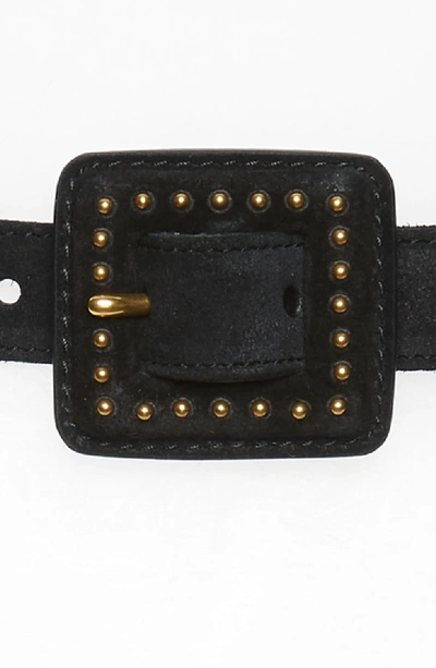 Shop Saint Laurent Mixed Studs Suede Belt In Noir